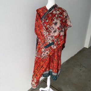 Red Printed Salwar Kameez Suit with Floral Dupatta